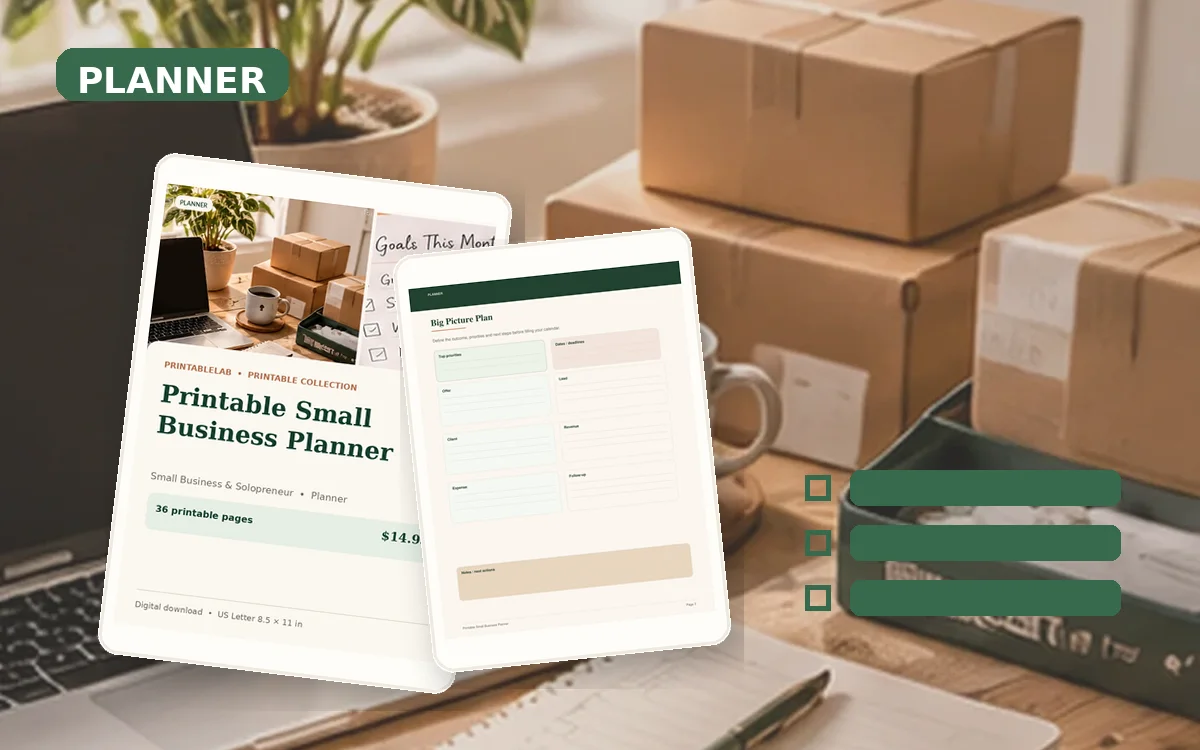 Printable Small Business Planner cover