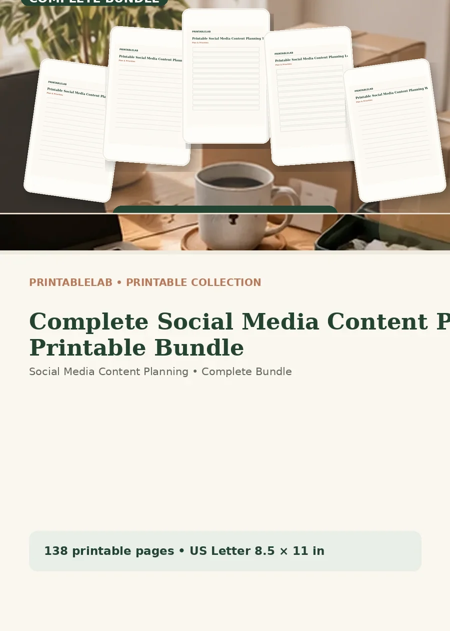 Complete Social Media Content Planning Printable Bundle cover