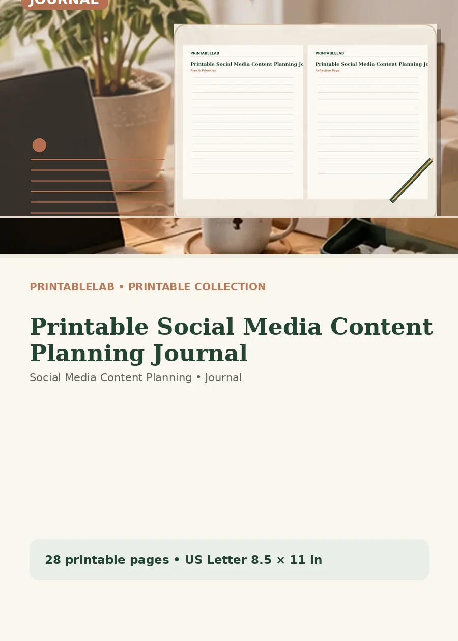 Printable Social Media Content Planning Journal cover