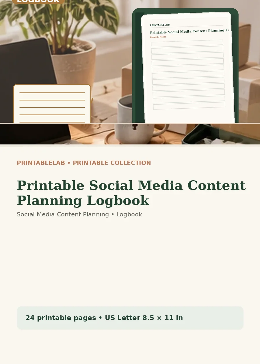 Printable Social Media Content Planning Logbook cover