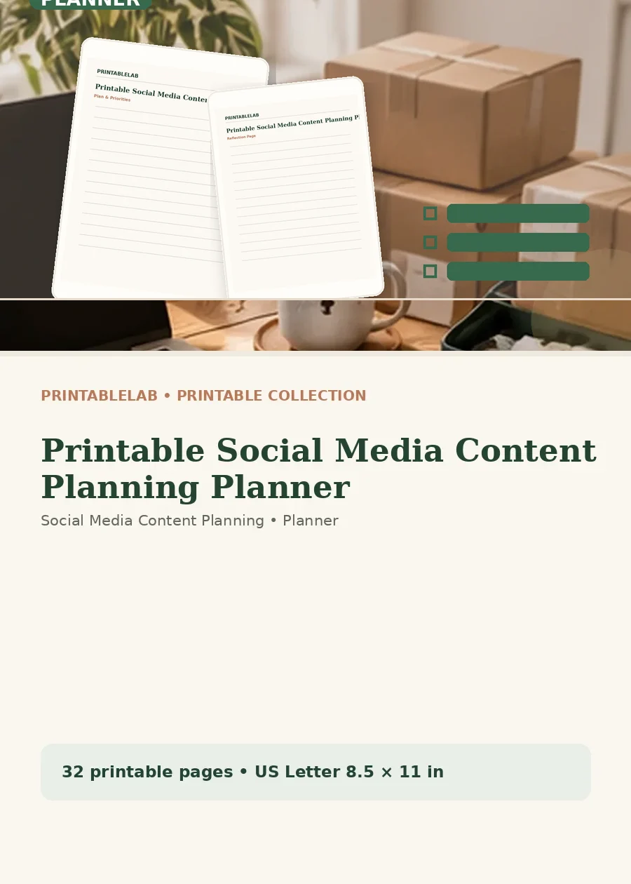 Printable Social Media Content Planning Planner cover