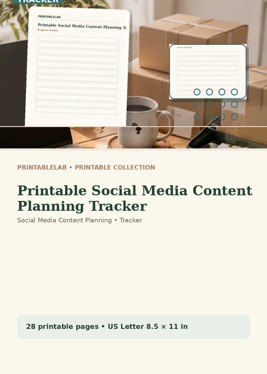 Printable Social Media Content Planning Tracker cover