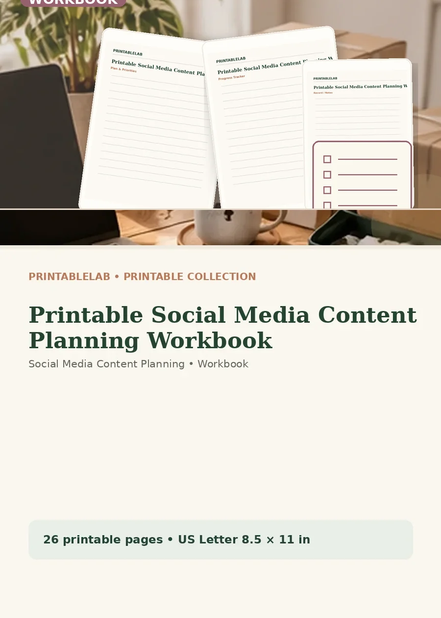 Printable Social Media Content Planning Workbook cover