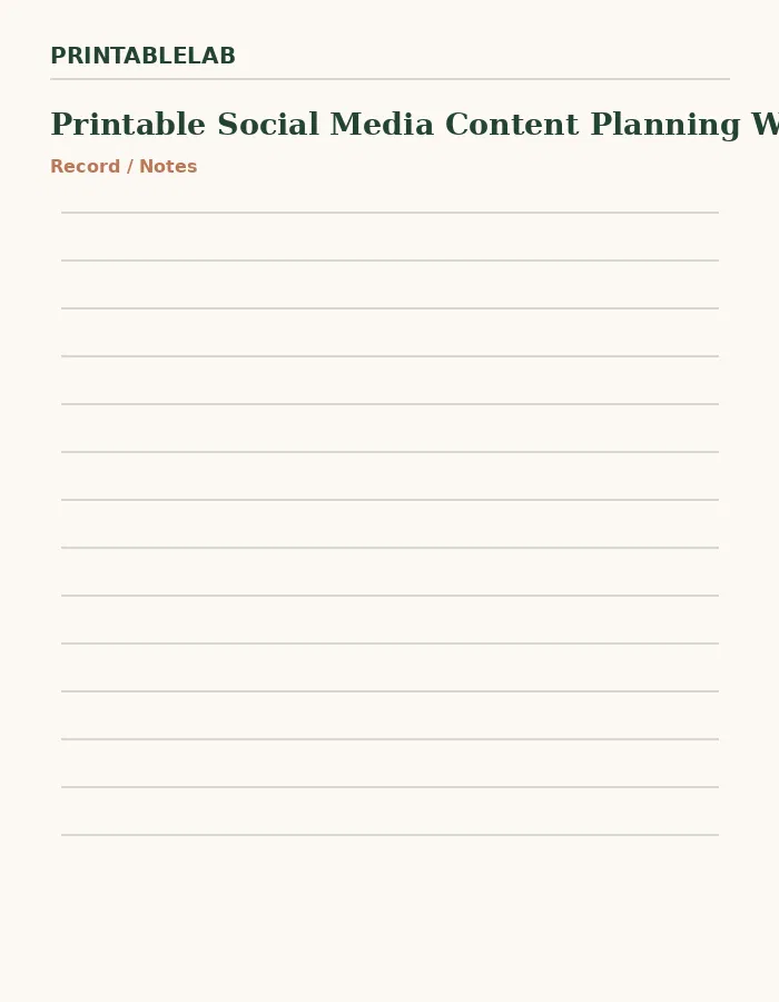 Printable Social Media Content Planning Workbook preview 4