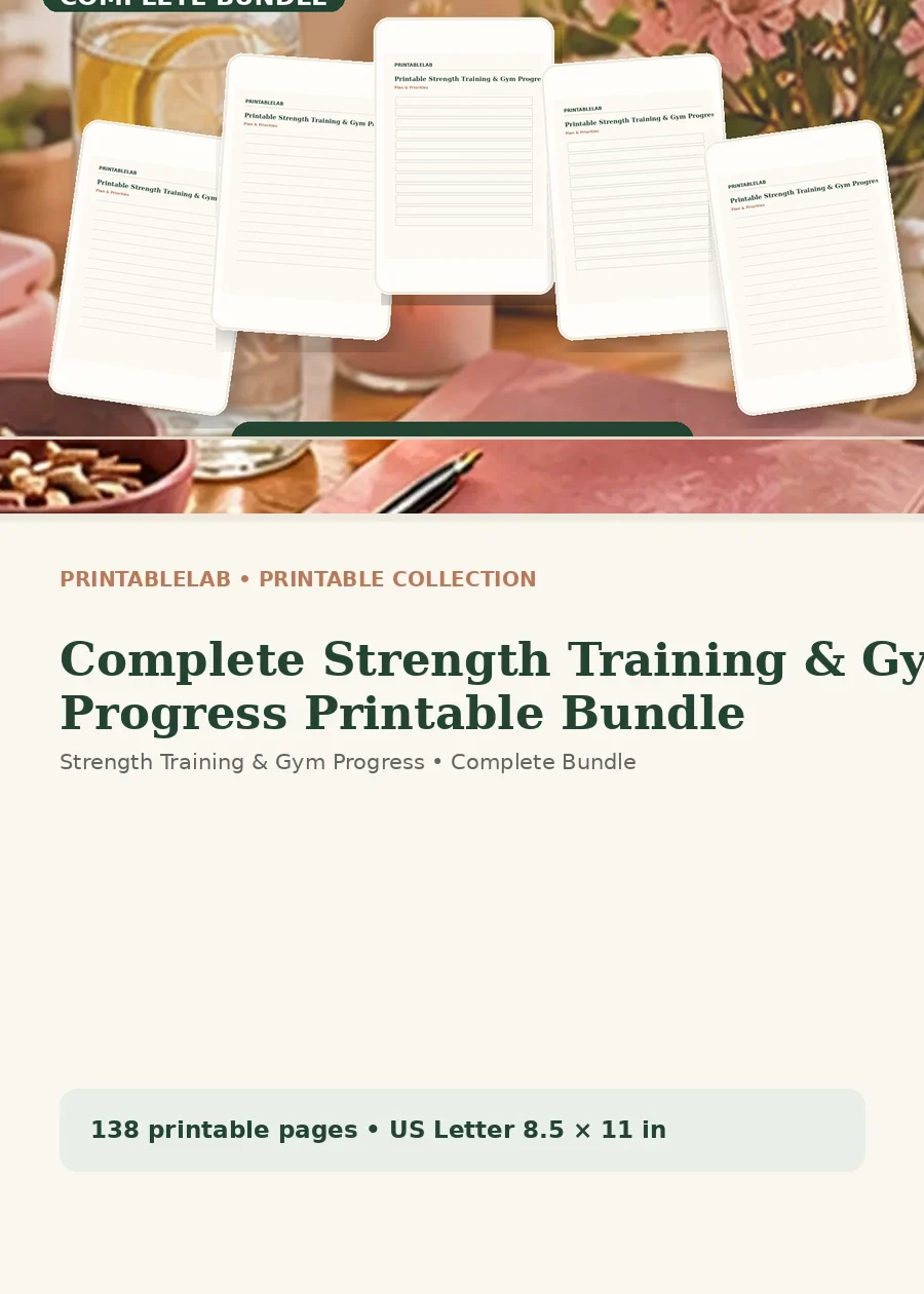 Complete Strength Training & Gym Progress Printable Bundle cover