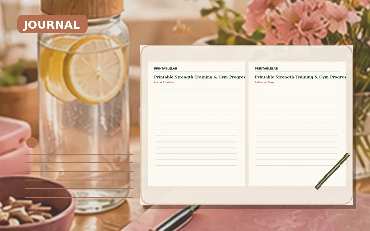 Printable Strength Training & Gym Progress Journal cover