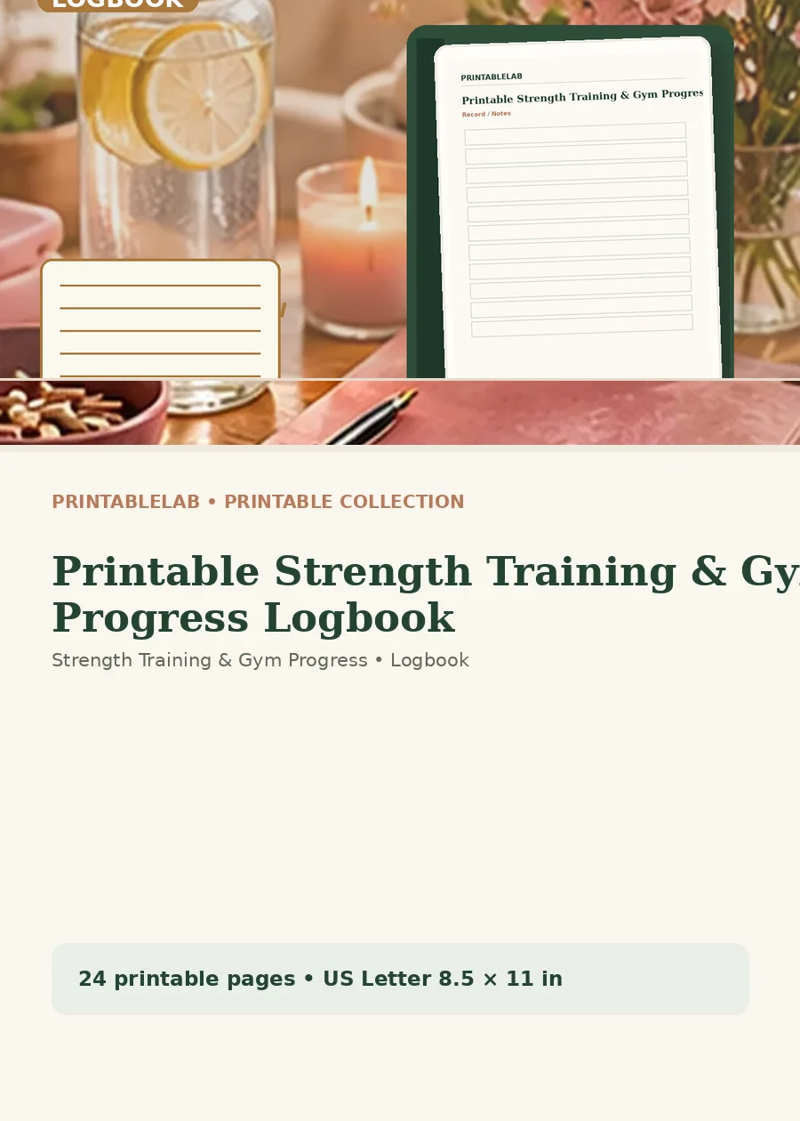 Printable Strength Training & Gym Progress Logbook cover
