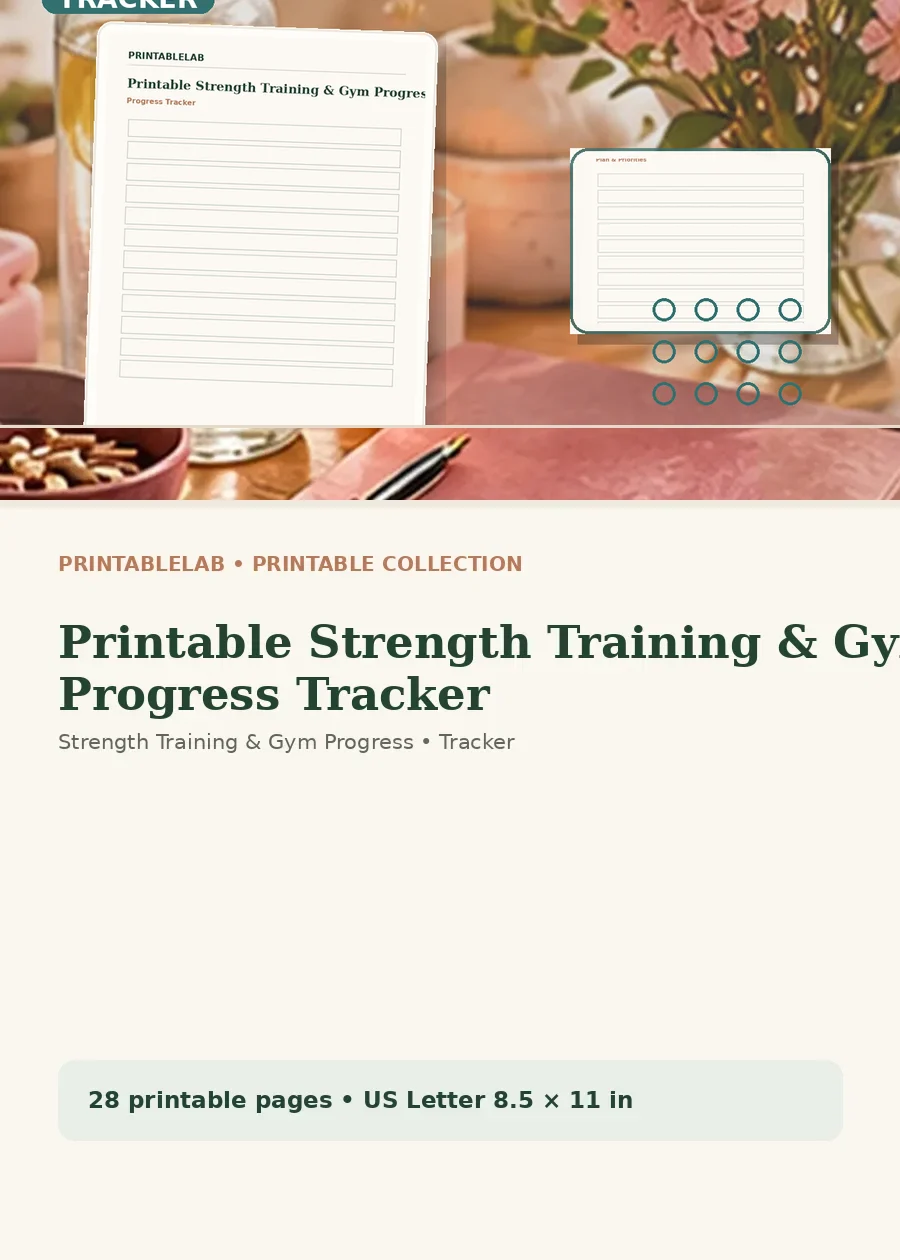 Printable Strength Training & Gym Progress Tracker cover