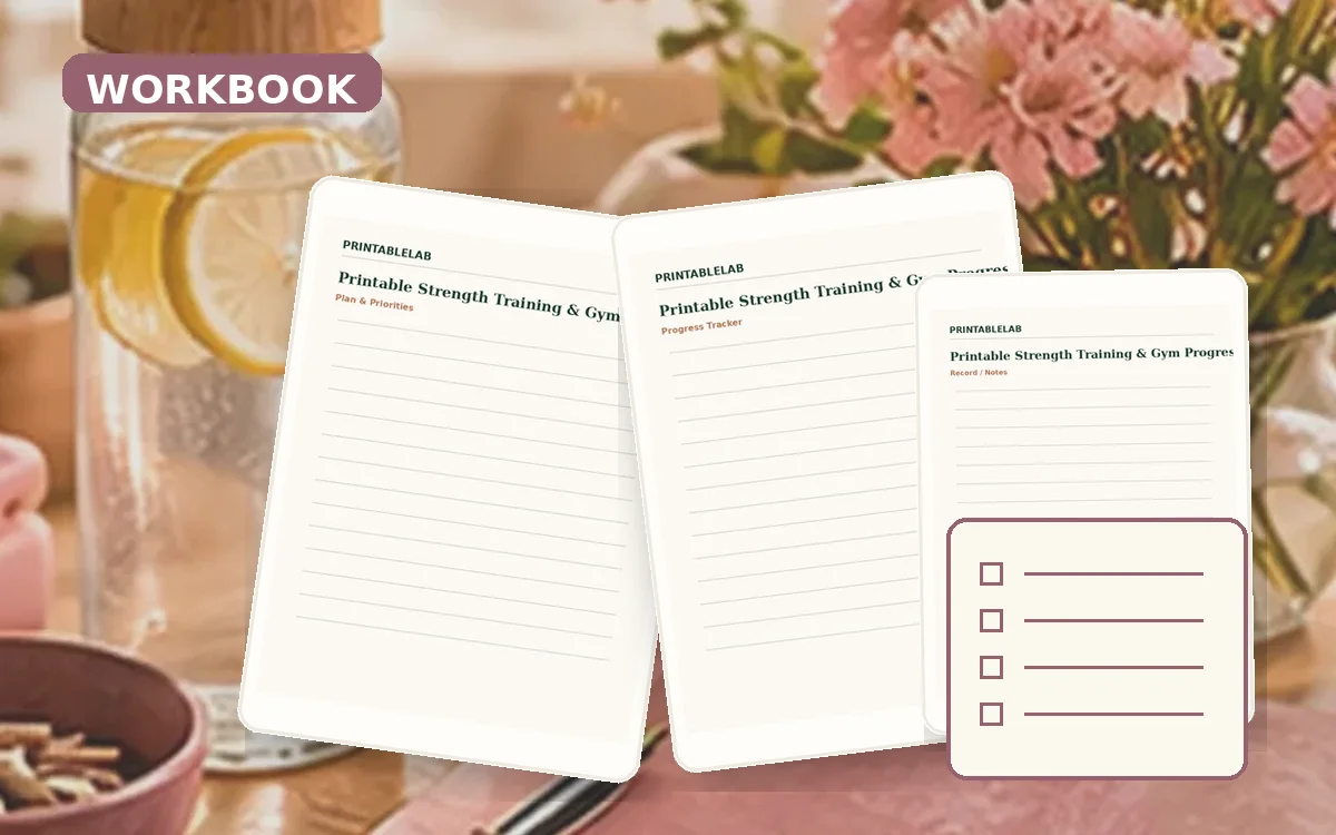 Printable Strength Training & Gym Progress Workbook cover