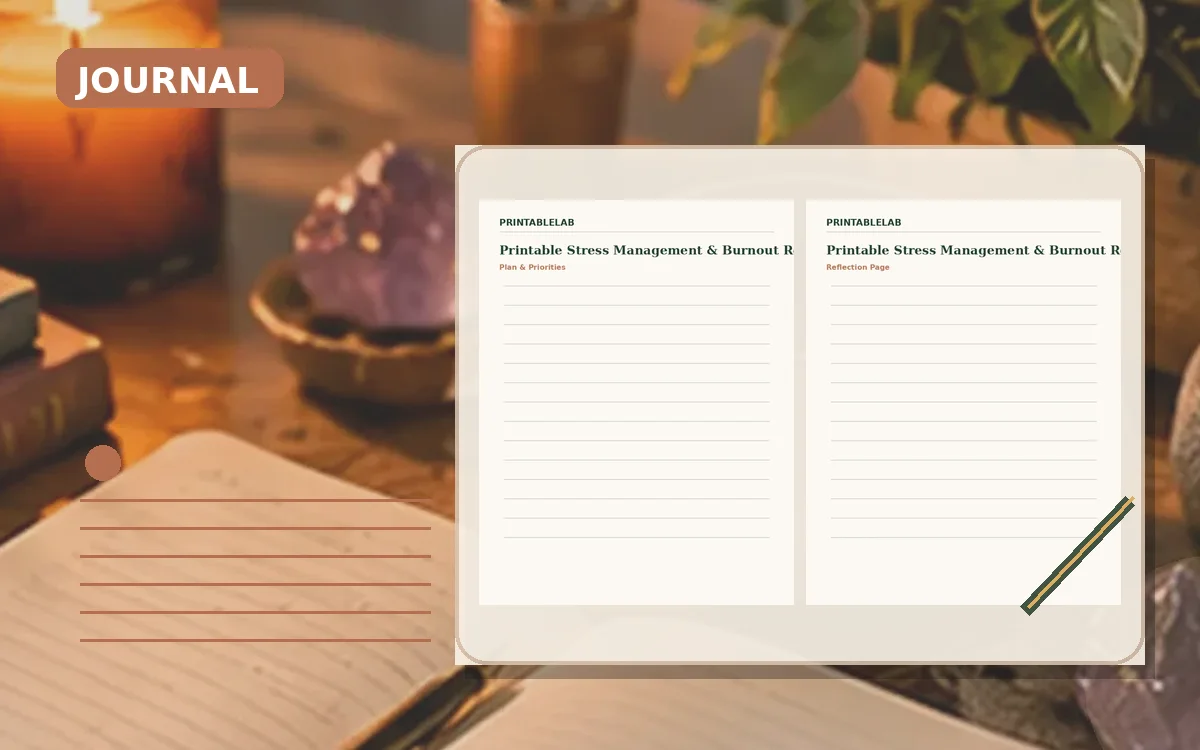 Printable Stress Management & Burnout Reset Journal cover