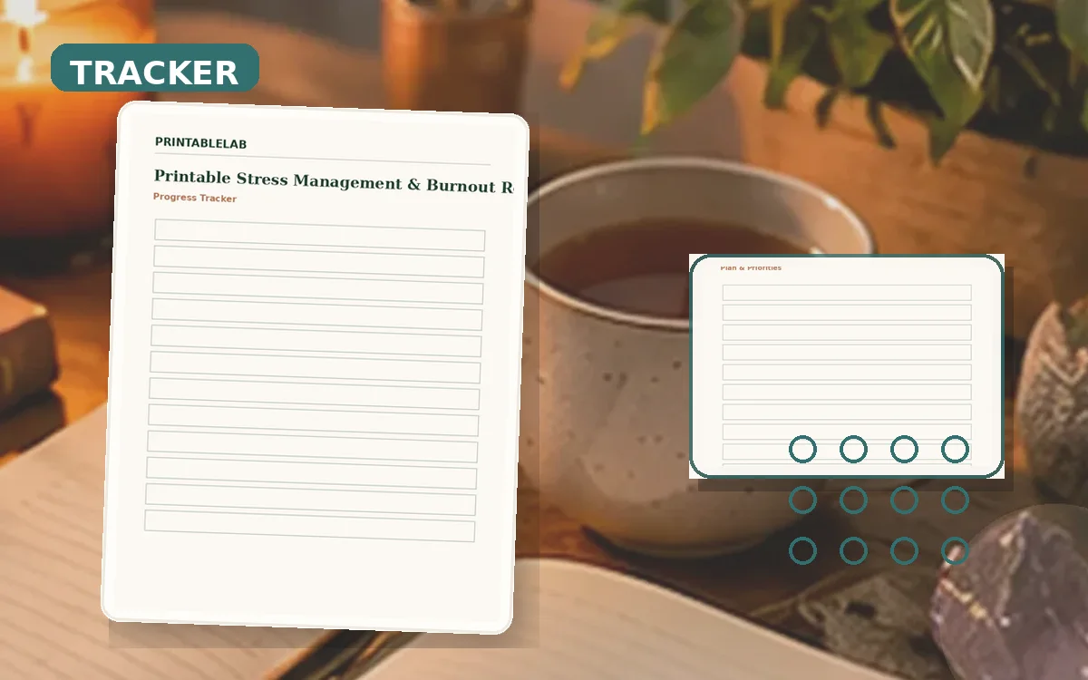 Printable Stress Management & Burnout Reset Tracker cover