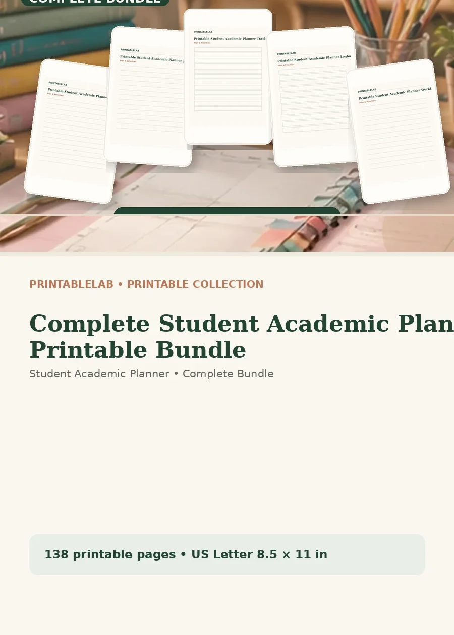 Complete Student Academic Planner Printable Bundle cover