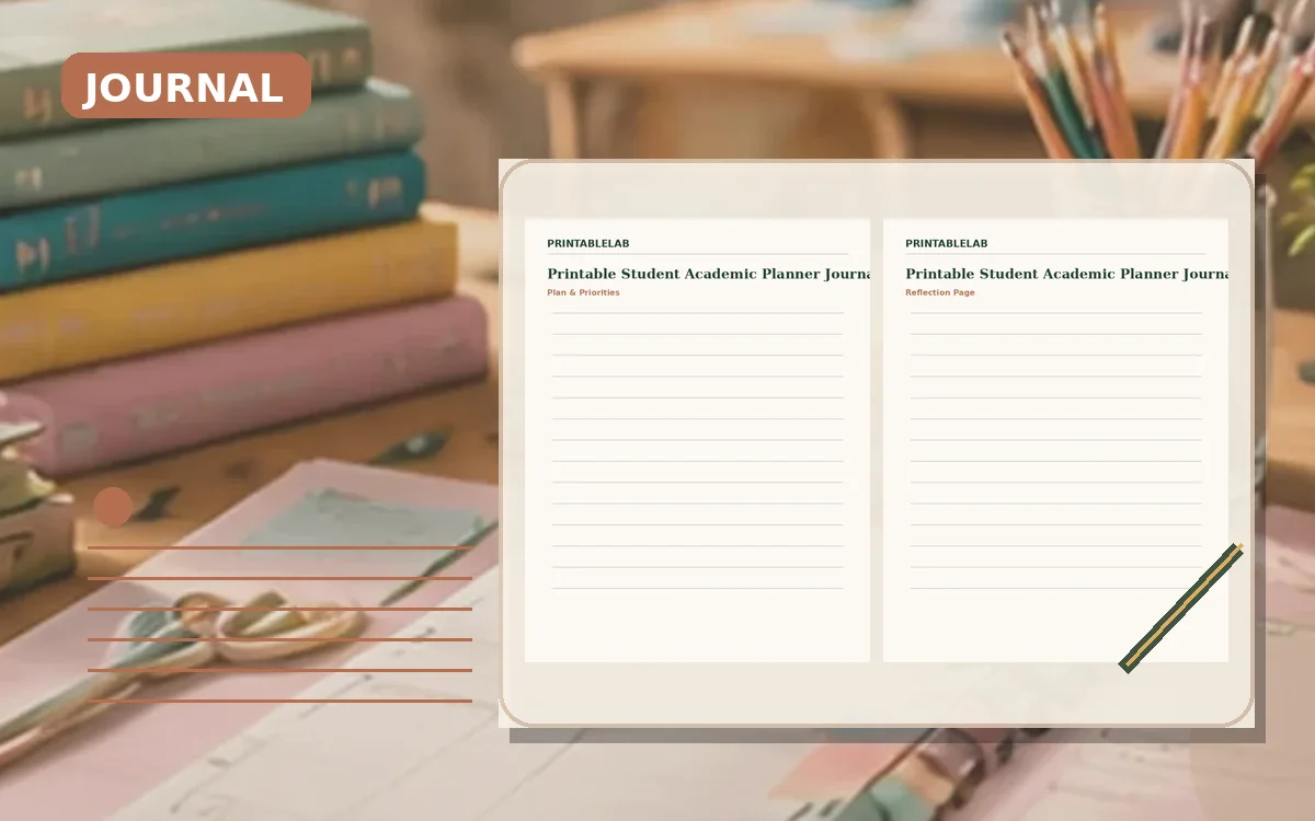Printable Student Academic Planner Journal cover