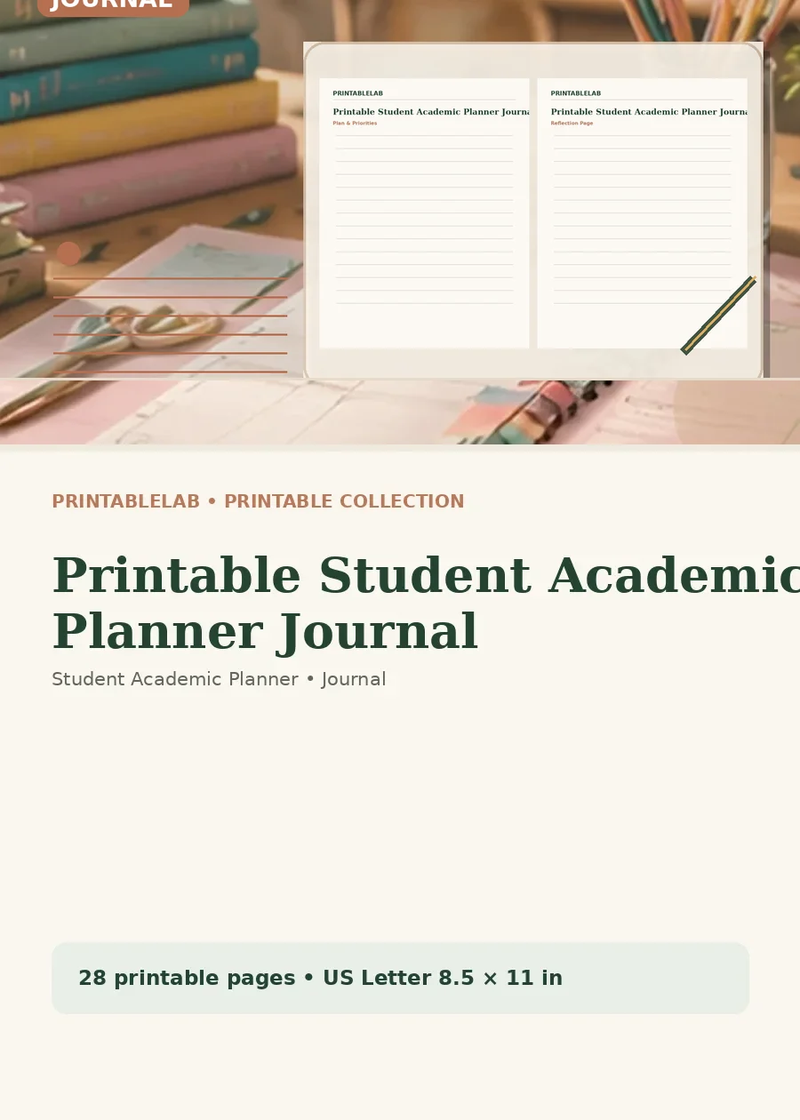 Printable Student Academic Planner Journal cover