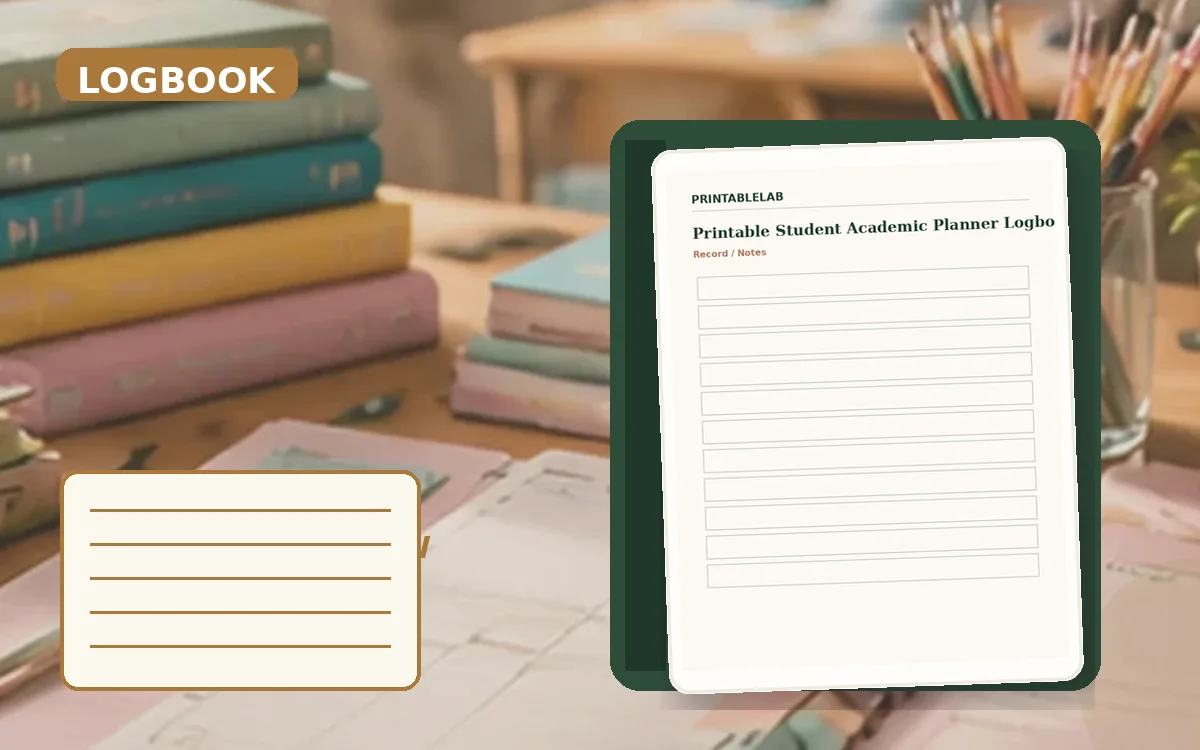 Printable Student Academic Planner Logbook cover