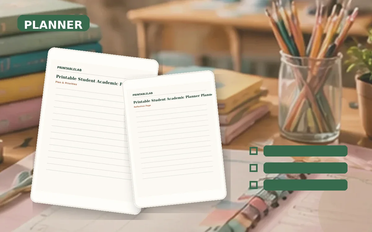 Printable Student Academic Planner Planner cover