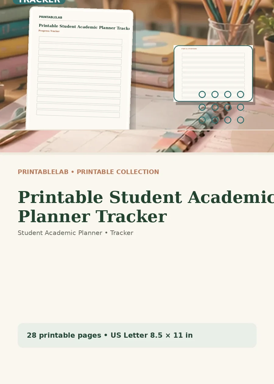 Printable Student Academic Planner Tracker cover