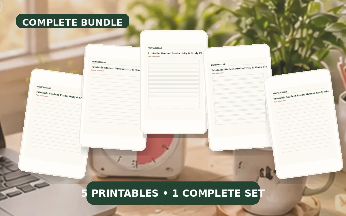 Complete Student Productivity & Study Planning Printable Bundle cover