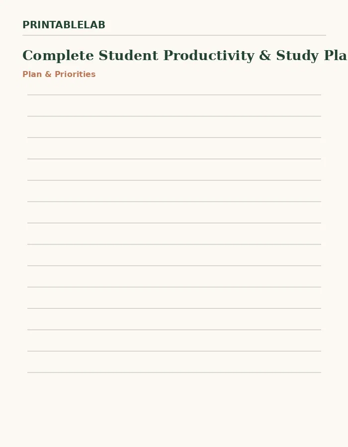 Complete Student Productivity & Study Planning Printable Bundle preview 1