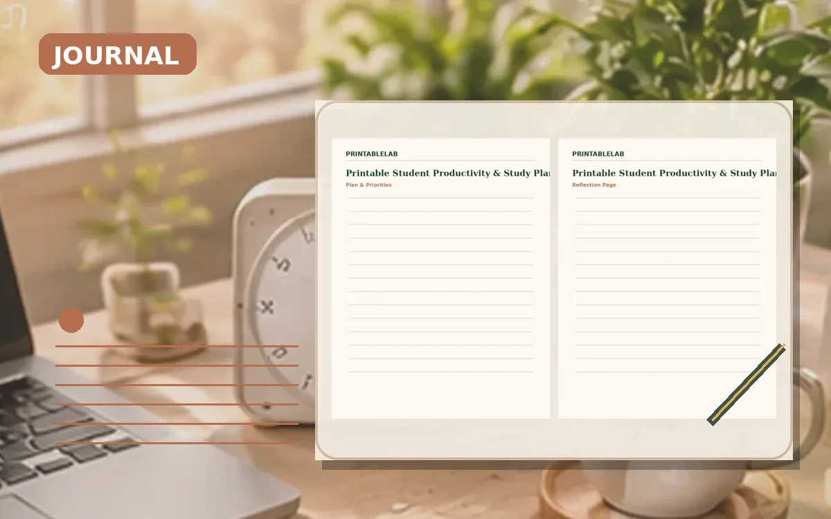 Printable Student Productivity & Study Planning Journal cover