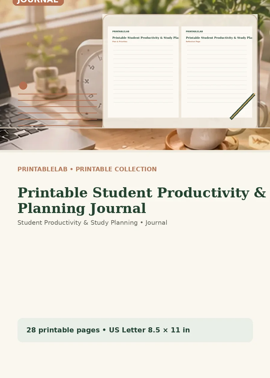 Printable Student Productivity & Study Planning Journal cover