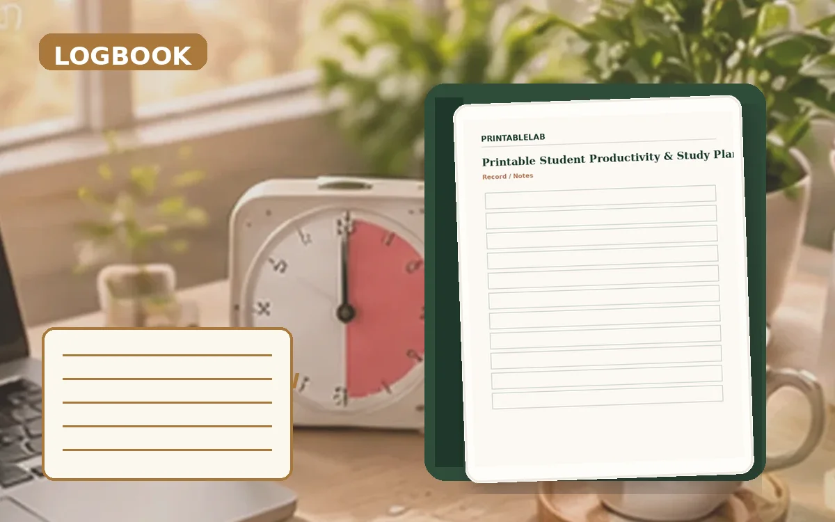 Printable Student Productivity & Study Planning Logbook cover