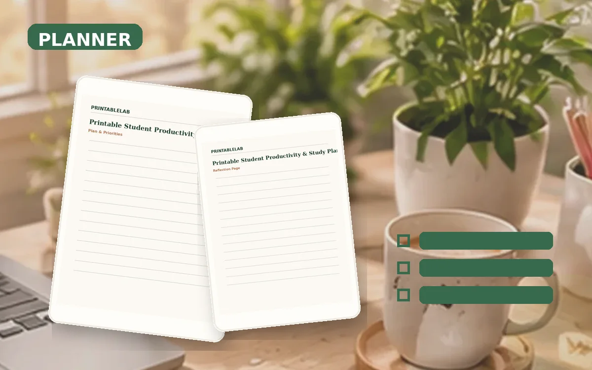 Printable Student Productivity & Study Planning Planner cover