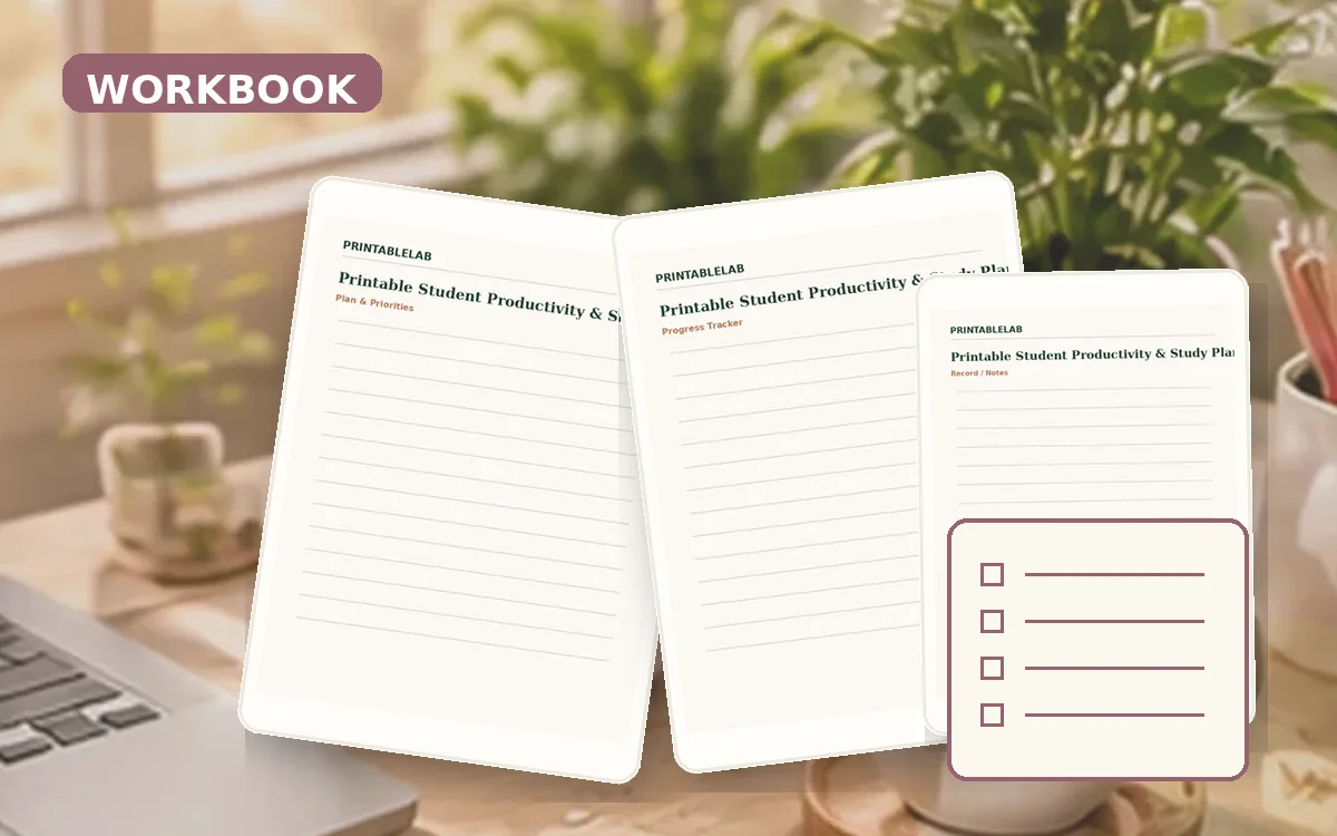 Printable Student Productivity & Study Planning Workbook cover