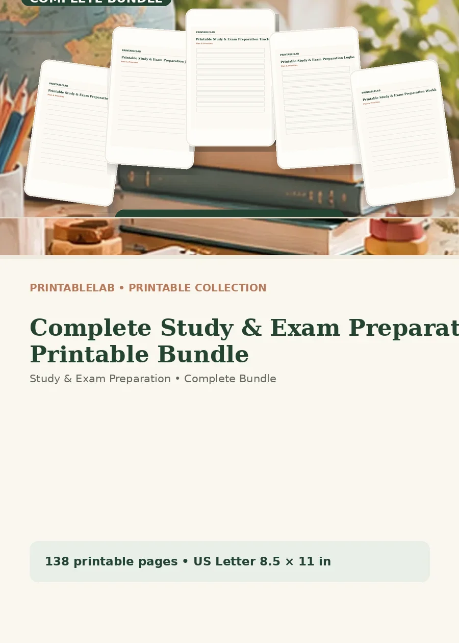 Complete Study & Exam Preparation Printable Bundle cover