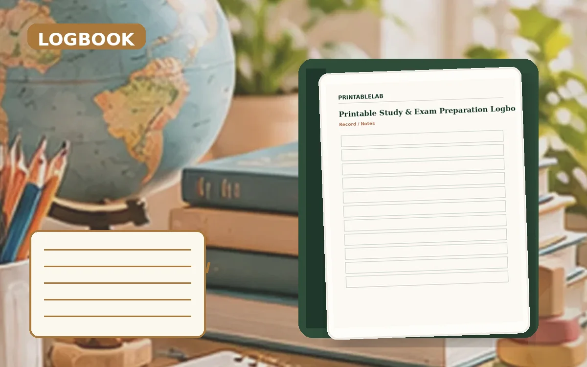 Printable Study & Exam Preparation Logbook cover
