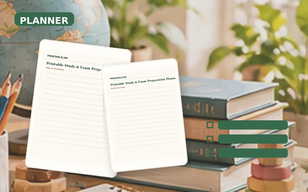 Printable Study & Exam Preparation Planner cover