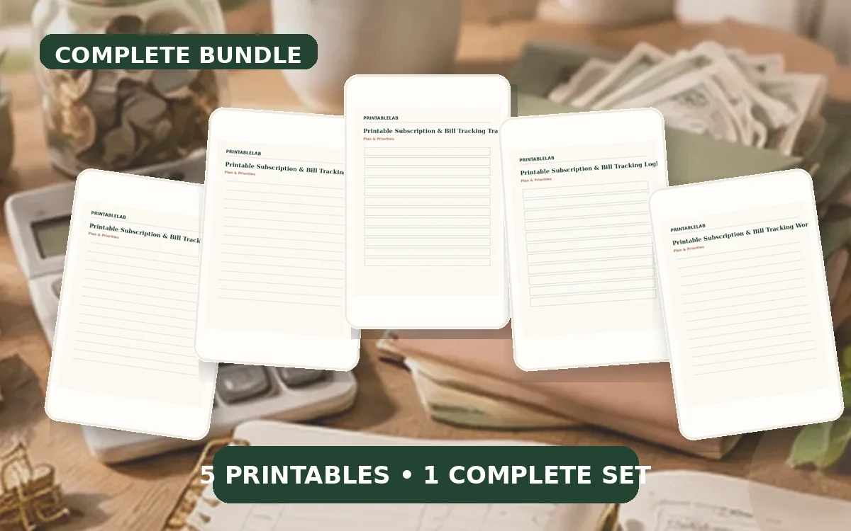 Complete Subscription & Bill Tracking Printable Bundle cover