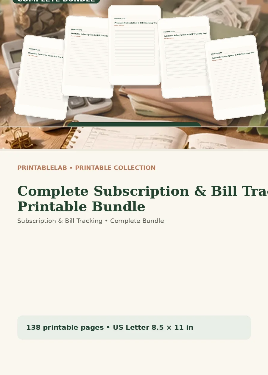 Complete Subscription & Bill Tracking Printable Bundle cover