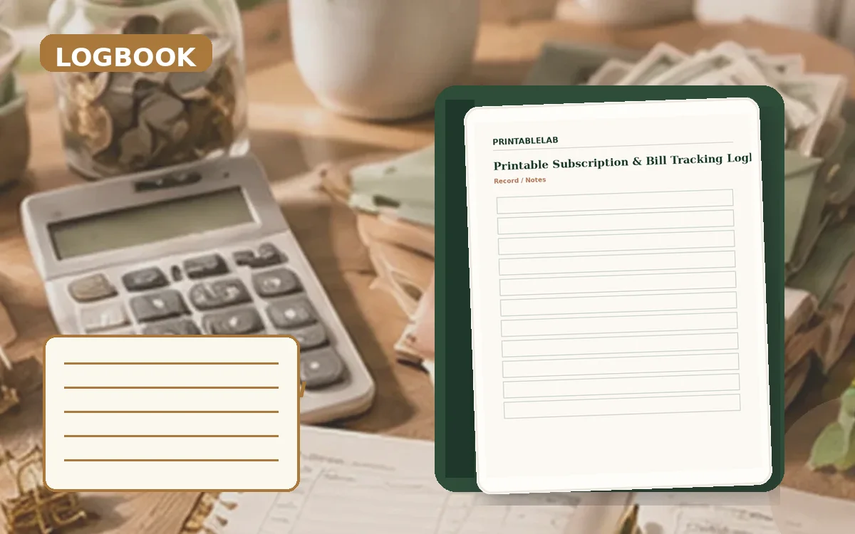 Printable Subscription & Bill Tracking Logbook cover