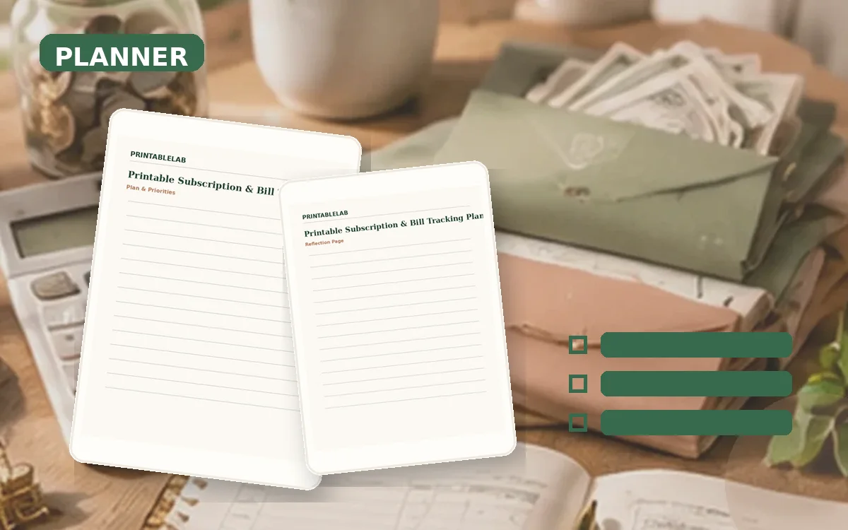 Printable Subscription & Bill Tracking Planner cover