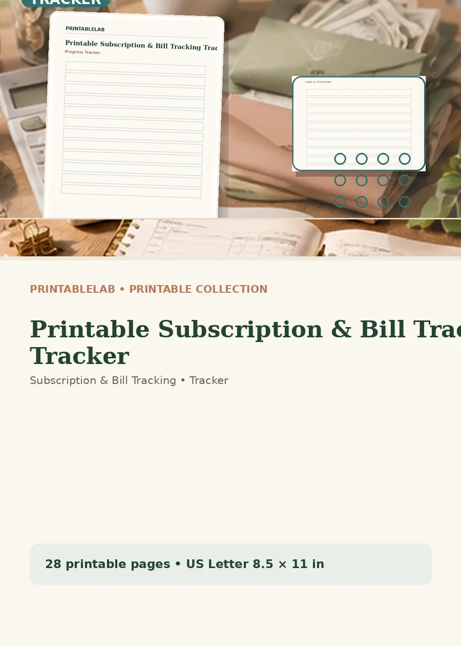 Printable Subscription & Bill Tracking Tracker cover