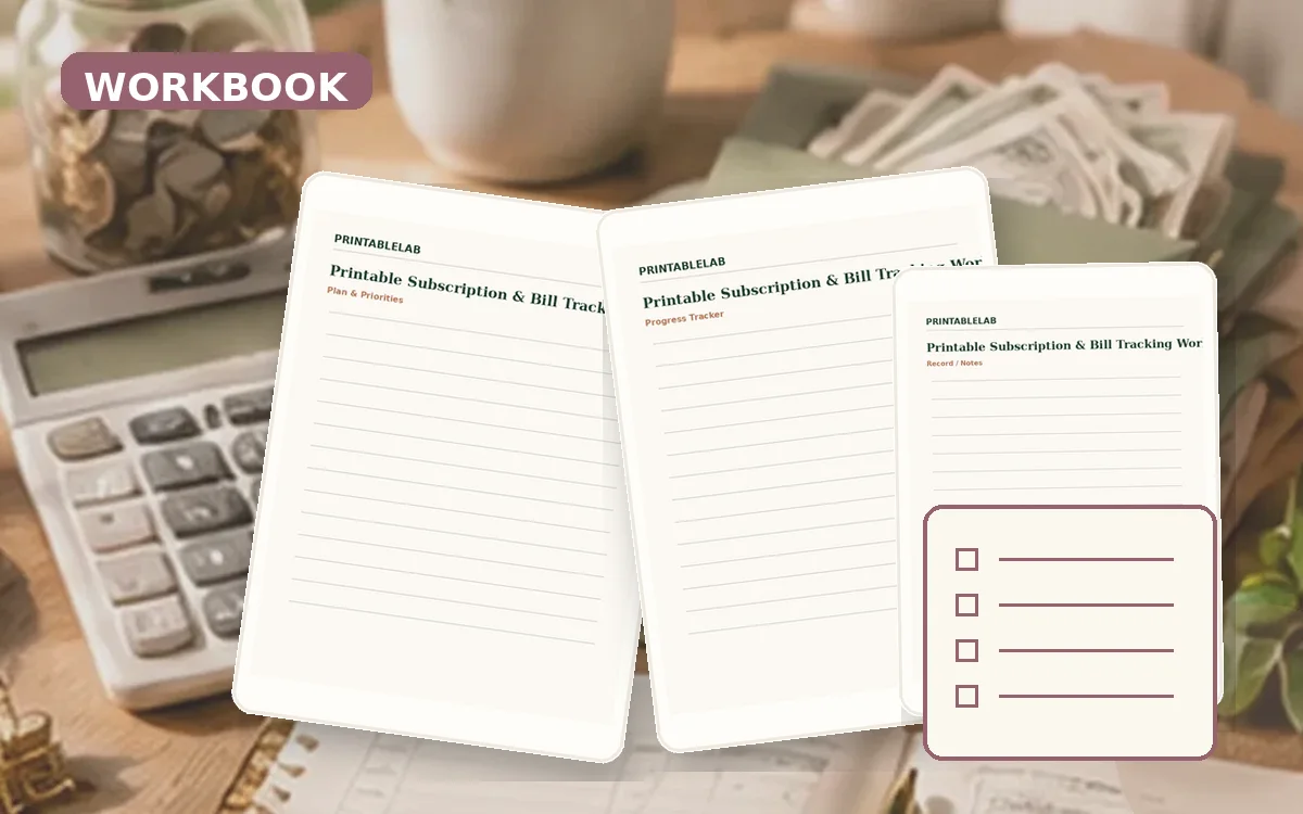 Printable Subscription & Bill Tracking Workbook cover