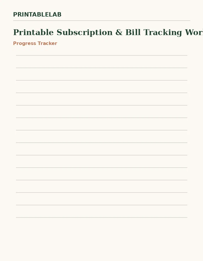 Printable Subscription & Bill Tracking Workbook preview 3