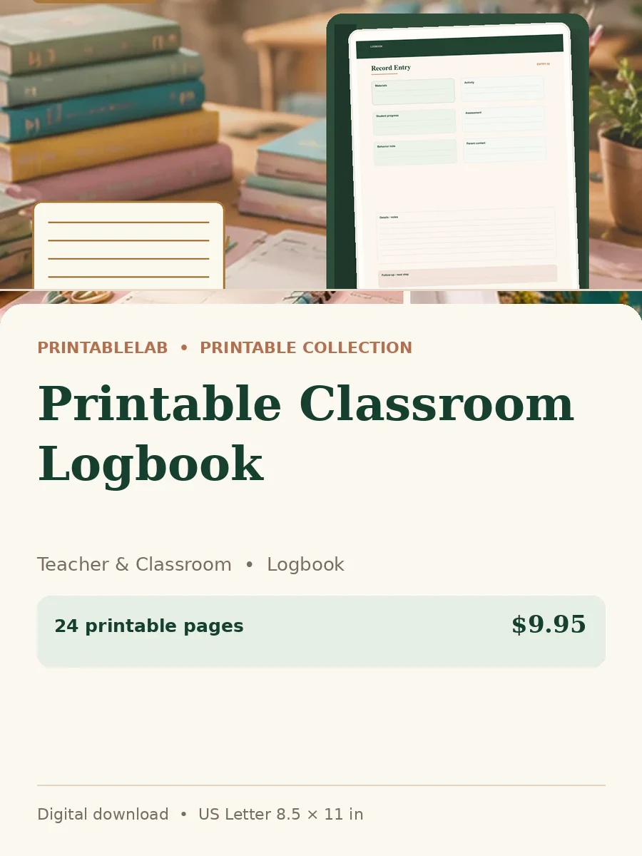 Printable Classroom Logbook cover