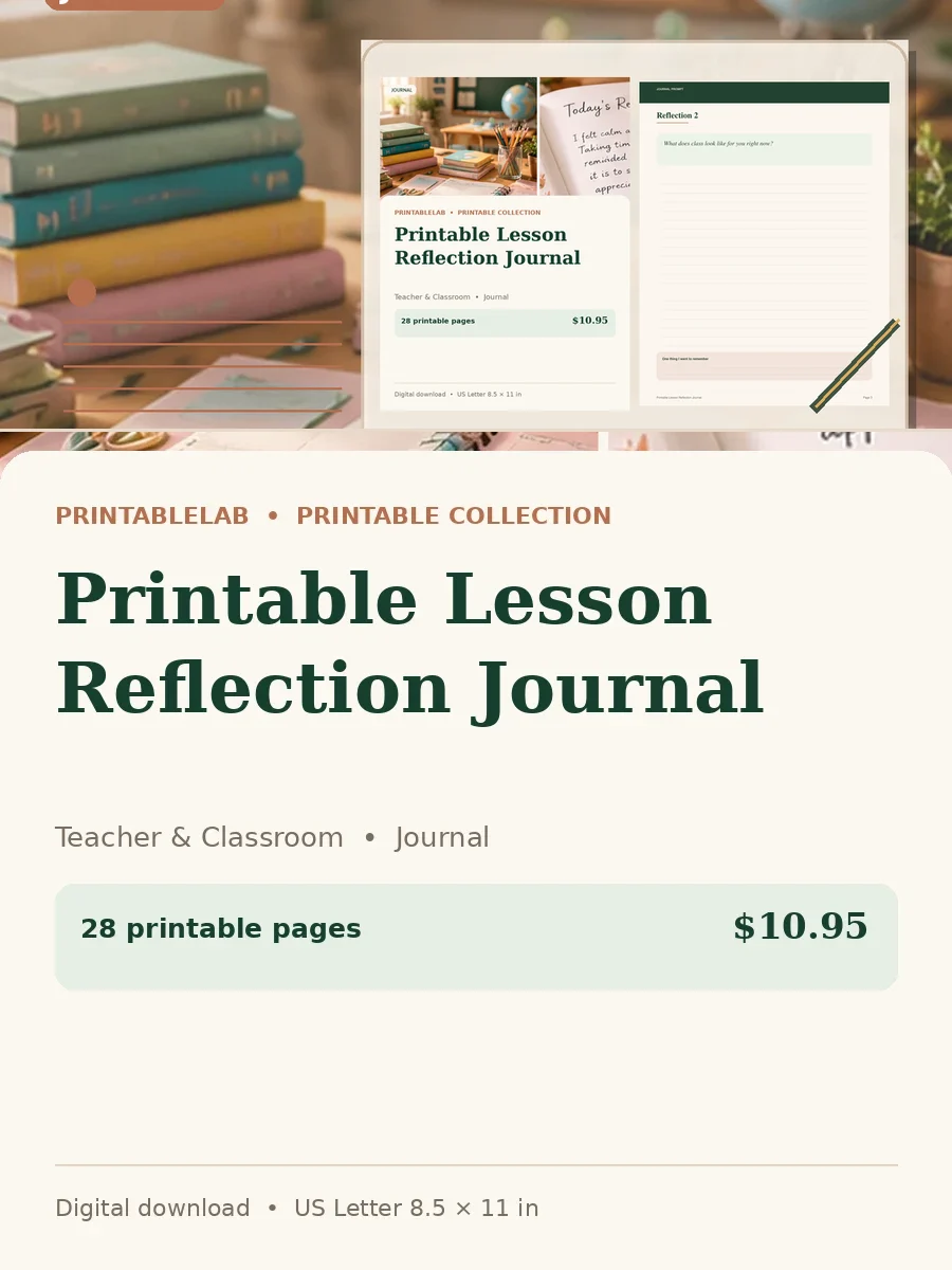 Printable Lesson Reflection Journal cover