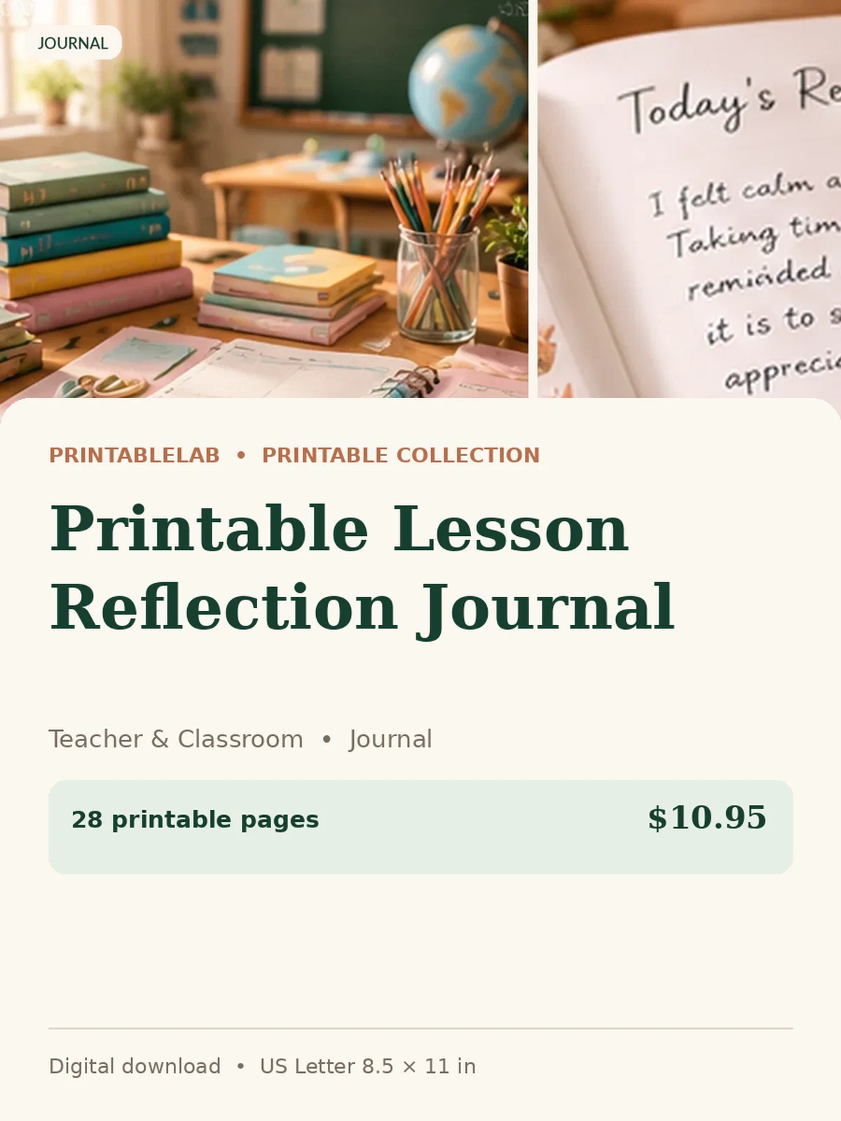 Printable Lesson Reflection Journal preview 1