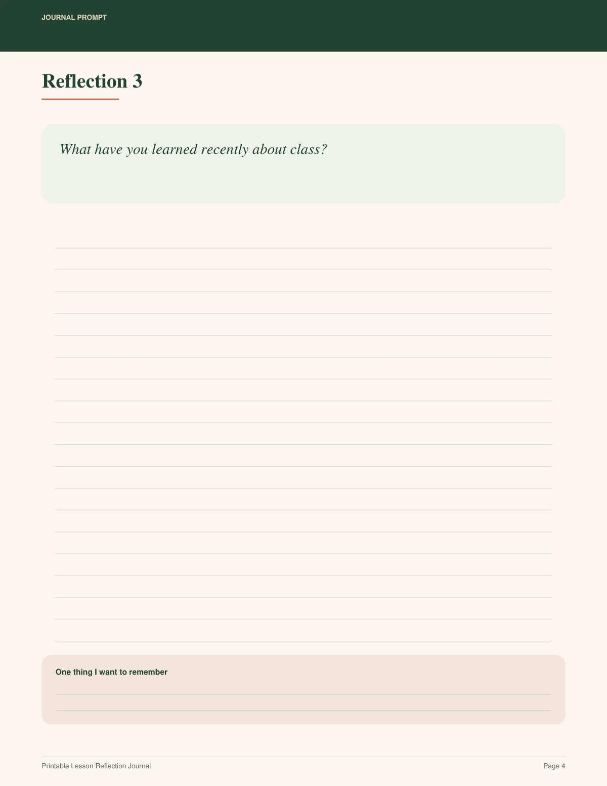 Printable Lesson Reflection Journal preview 3