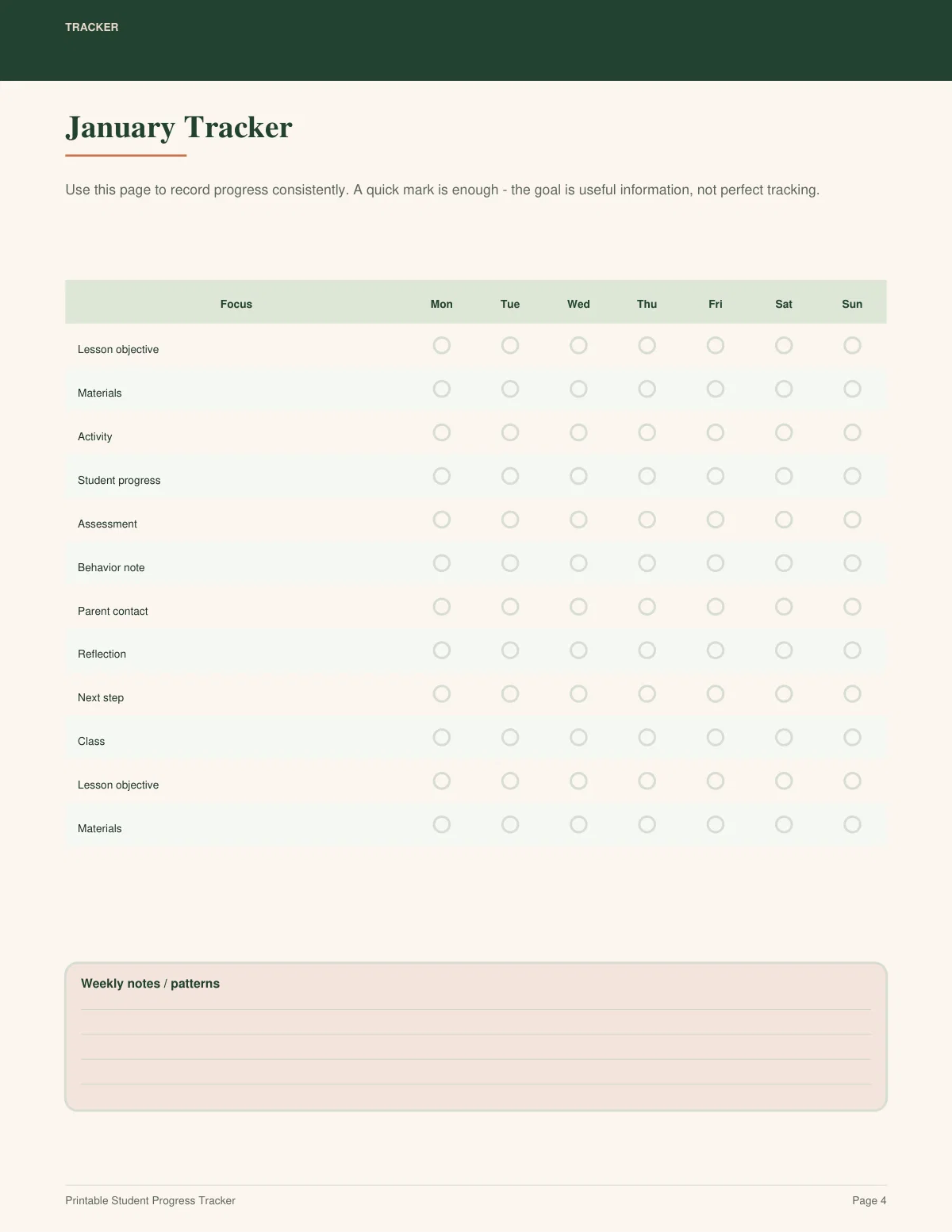 Printable Student Progress Tracker preview 3