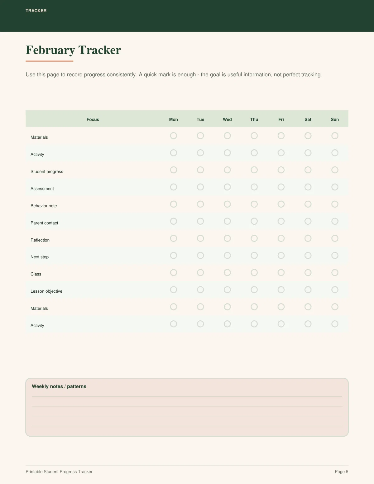 Printable Student Progress Tracker preview 4