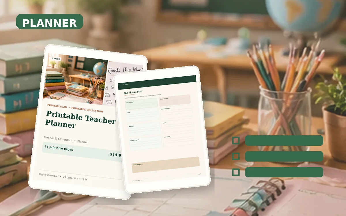 Printable Teacher Planner cover