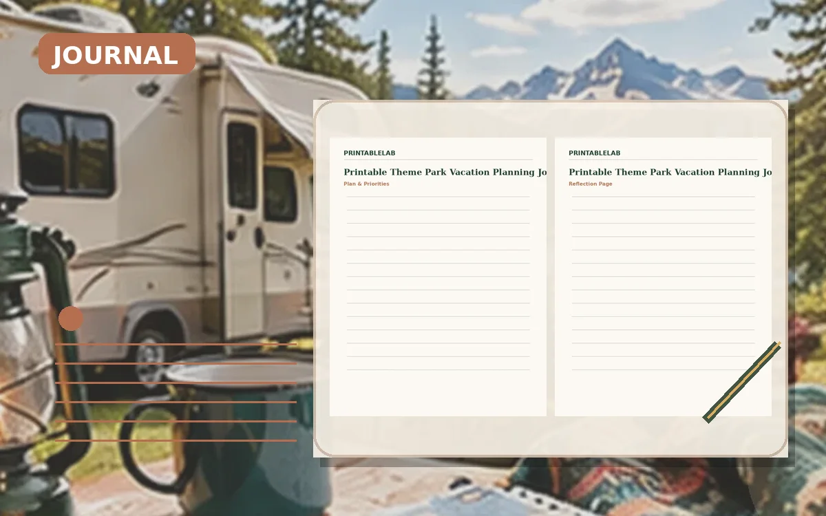 Printable Theme Park Vacation Planning Journal cover