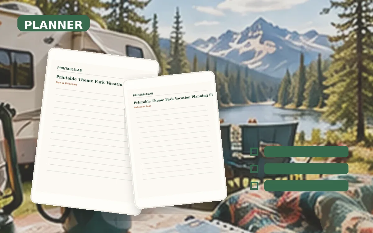 Printable Theme Park Vacation Planning Planner cover