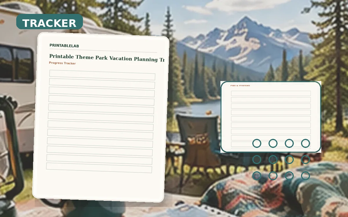 Printable Theme Park Vacation Planning Tracker cover