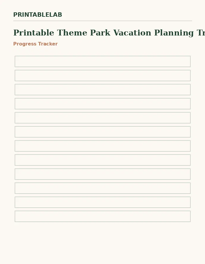 Printable Theme Park Vacation Planning Tracker preview 3
