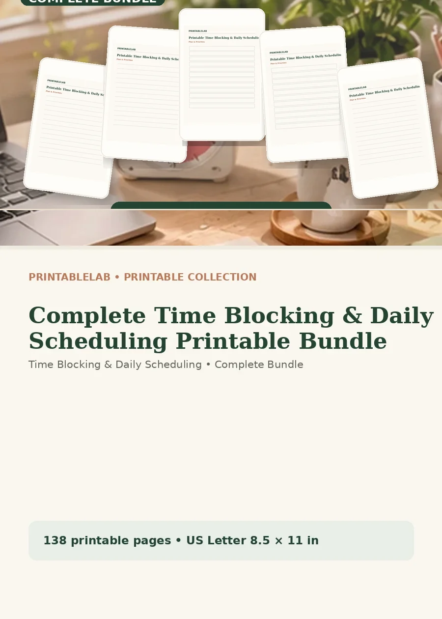 Complete Time Blocking & Daily Scheduling Printable Bundle cover